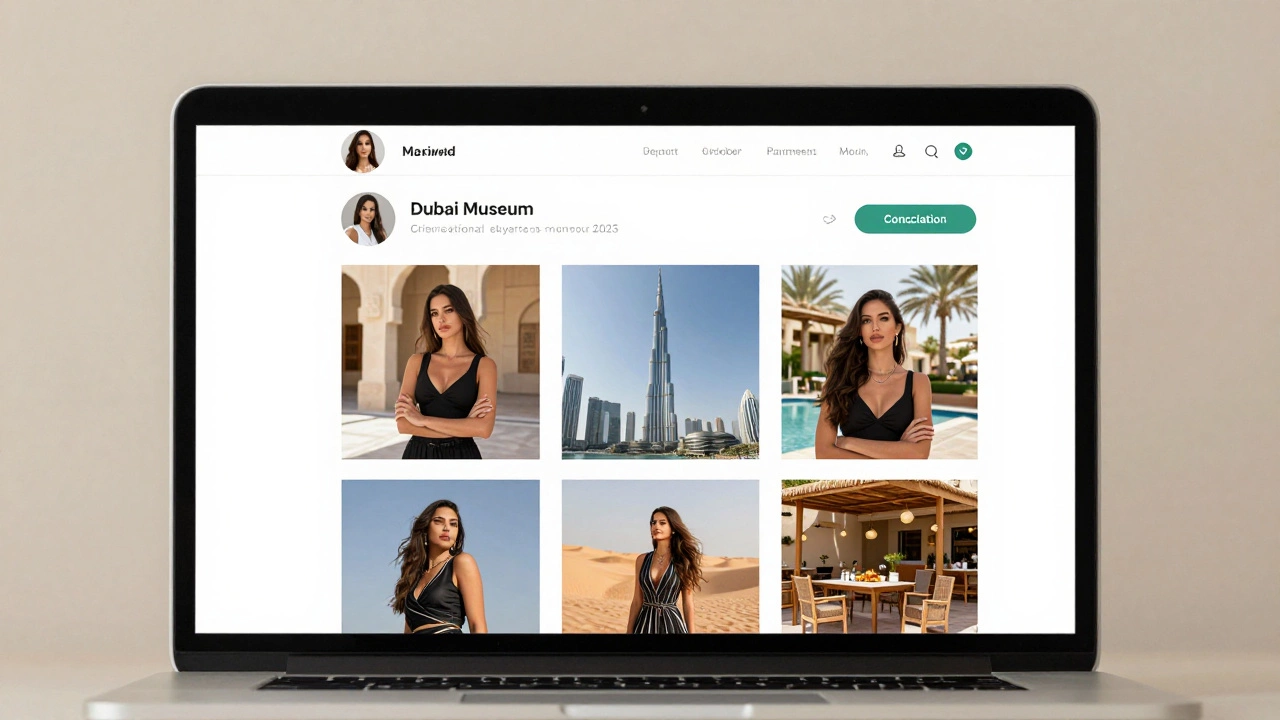 A professional escort&#039;s verified profile on a minimalist website with multiple authentic photos.